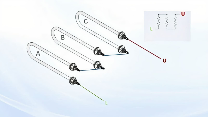 Схемы соединения ТЭНов. Последовательное соединение