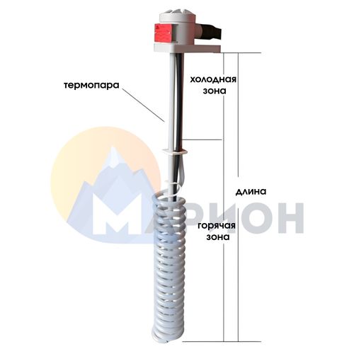 ТЭН фторопластовый, PTFE оболочка, модель HX, 3000 Вт, 220 В, 585 мм